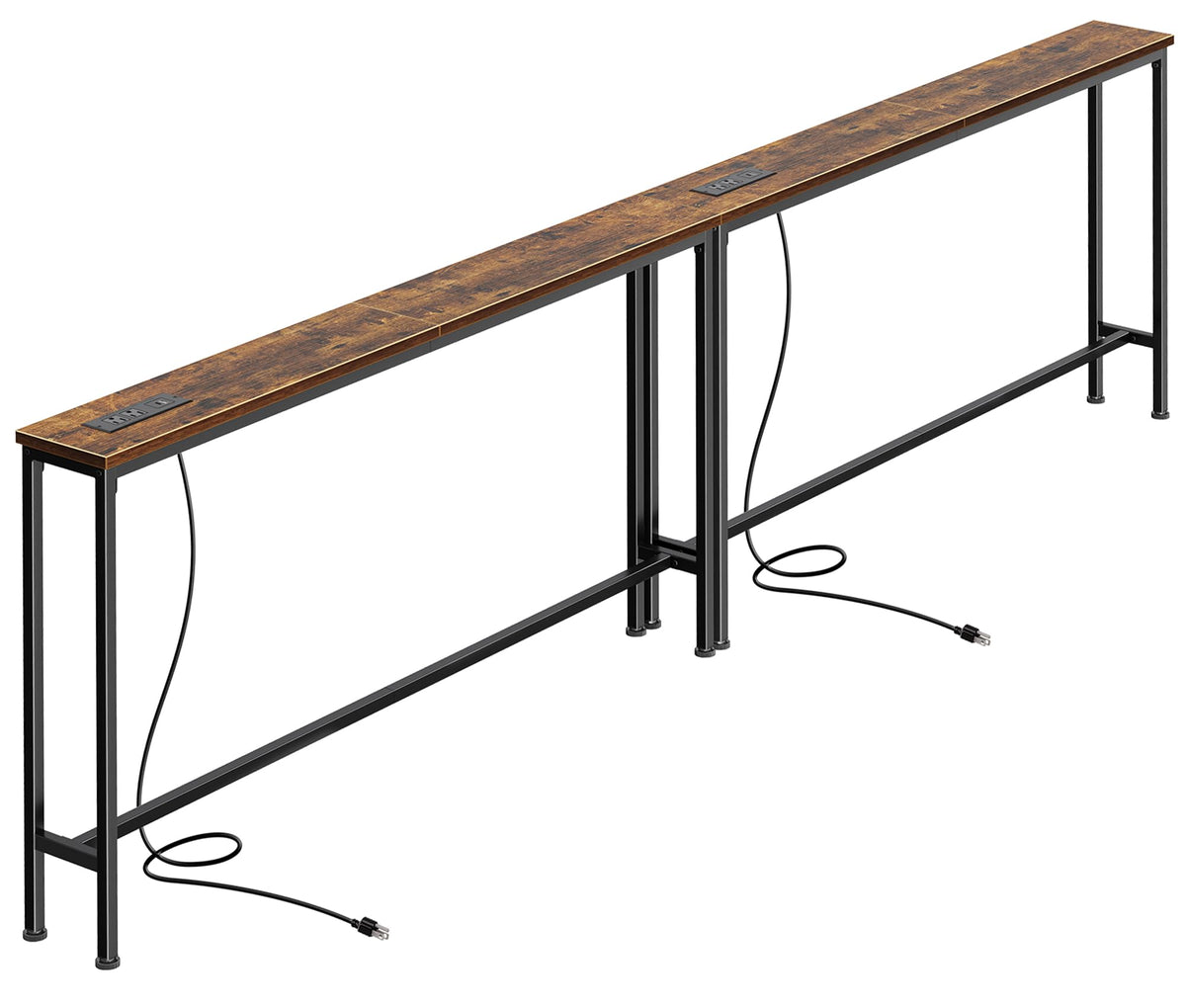 SUPERJARE 1024-inch sofa table front view with outlets for charging devices