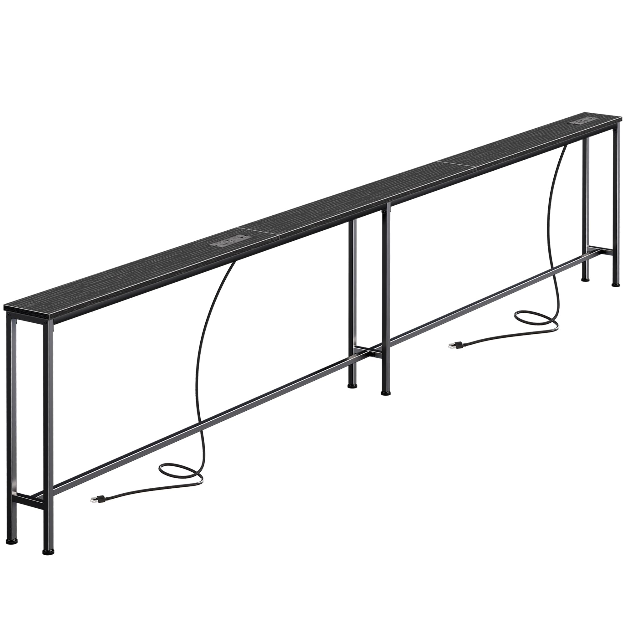 SUPERJARE 110.2-inch sofa table with outlets provides convenient charging near seating.