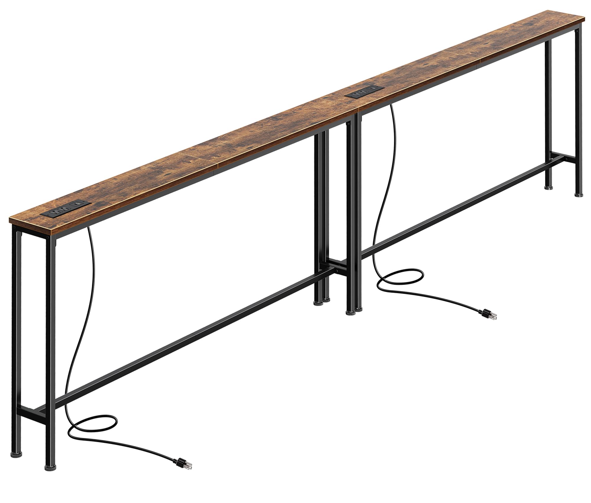 SUPERJARE 110.2-inch sofa table with power outlets and USB-C for convenient charging.