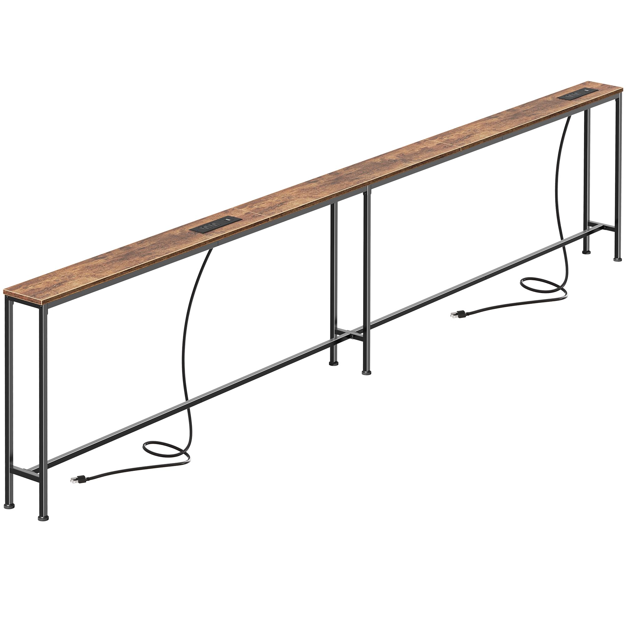 The SUPERJARE 118.1in sofa table with power outlets and USB-C for easy device charging.