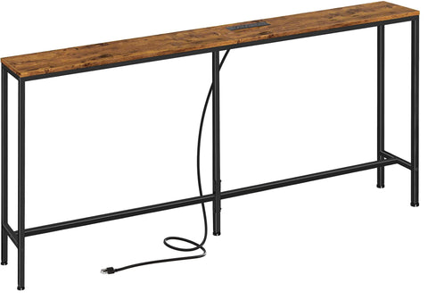 SUPERJARE 70-inch console table with outlet and charging station for convenient device power