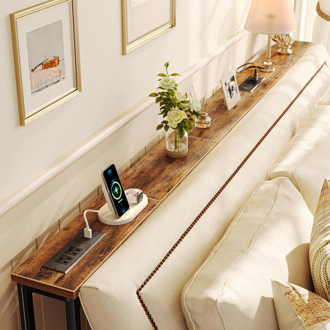 SUPERJARE 79-inch sofa table narrow 5.9-inch width fits between couch and wall.