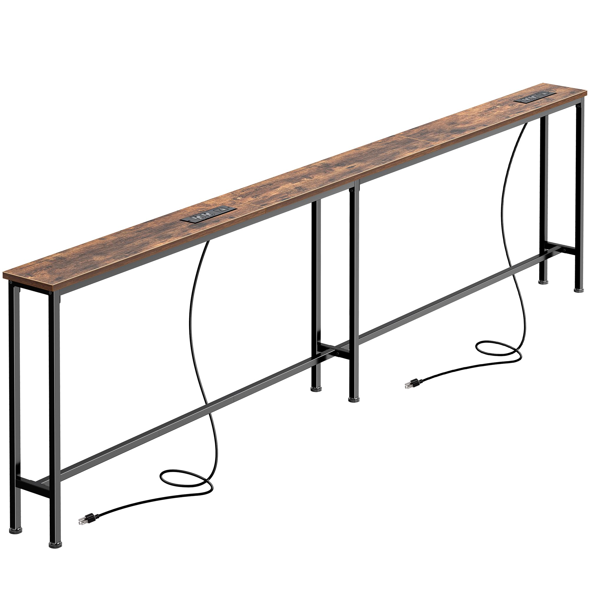 SUPERJARE 86.6 inch sofa table full view showing space-saving slim profile.