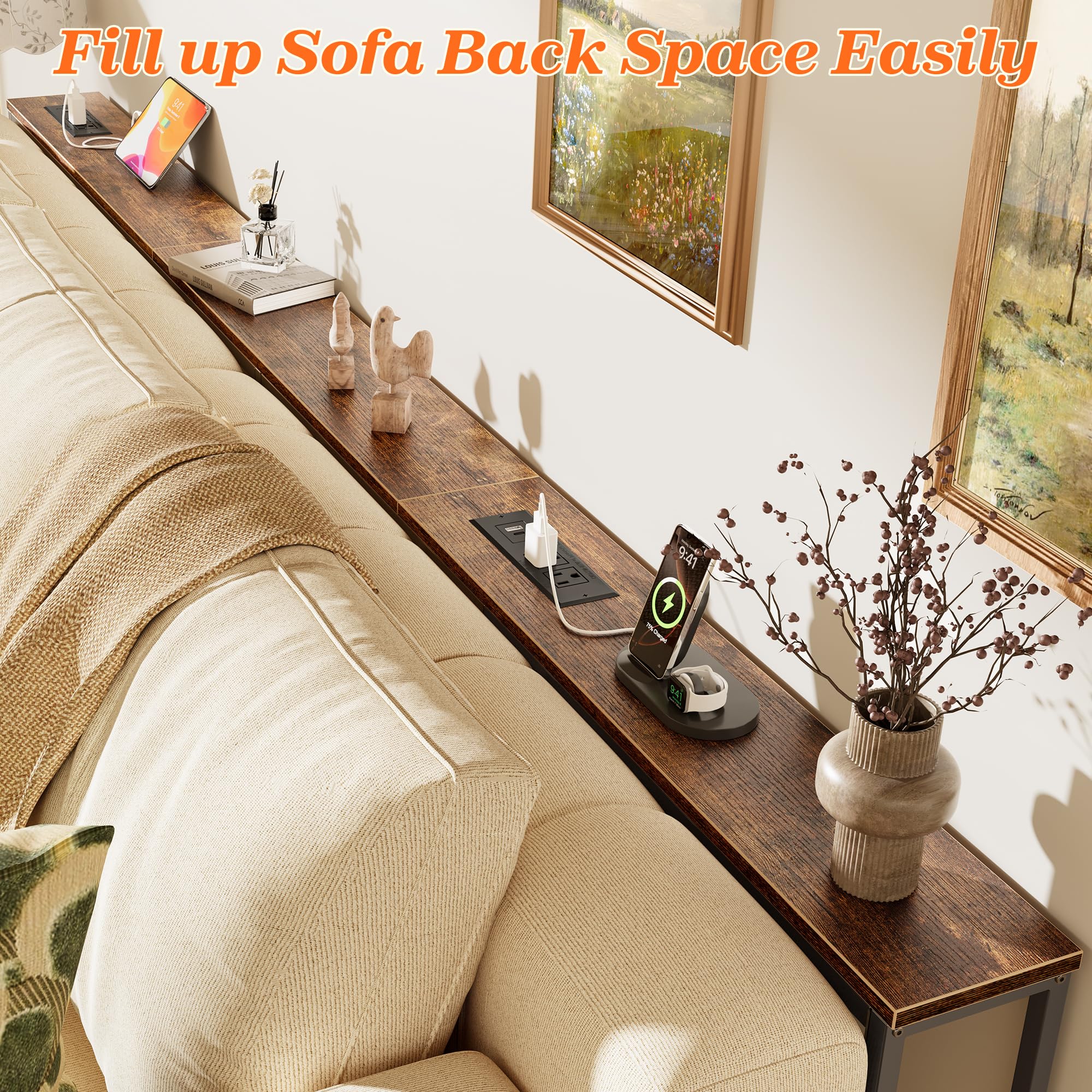 SUPERJARE sofa table with USB-C port for quick device charging