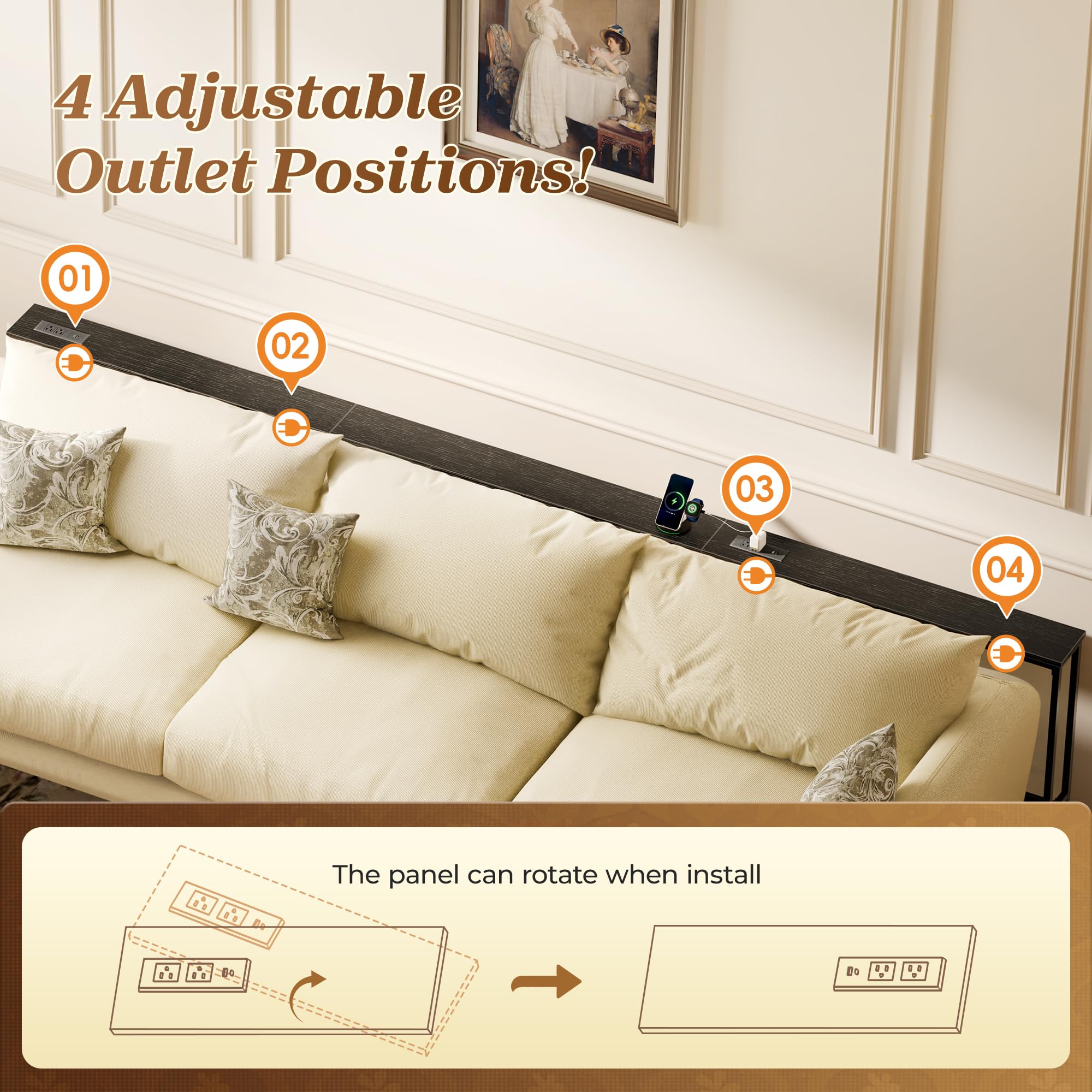 SUPERJARE anti-tip kit enhances safety behind the sofa or near walls.