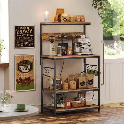 SUPERJARE Bakers Rack Adjustable Middle Shelf demonstrating customizable height for cookware.