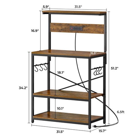 SUPERJARE Bakers Rack Balanced Feet keeping stability on uneven floors.