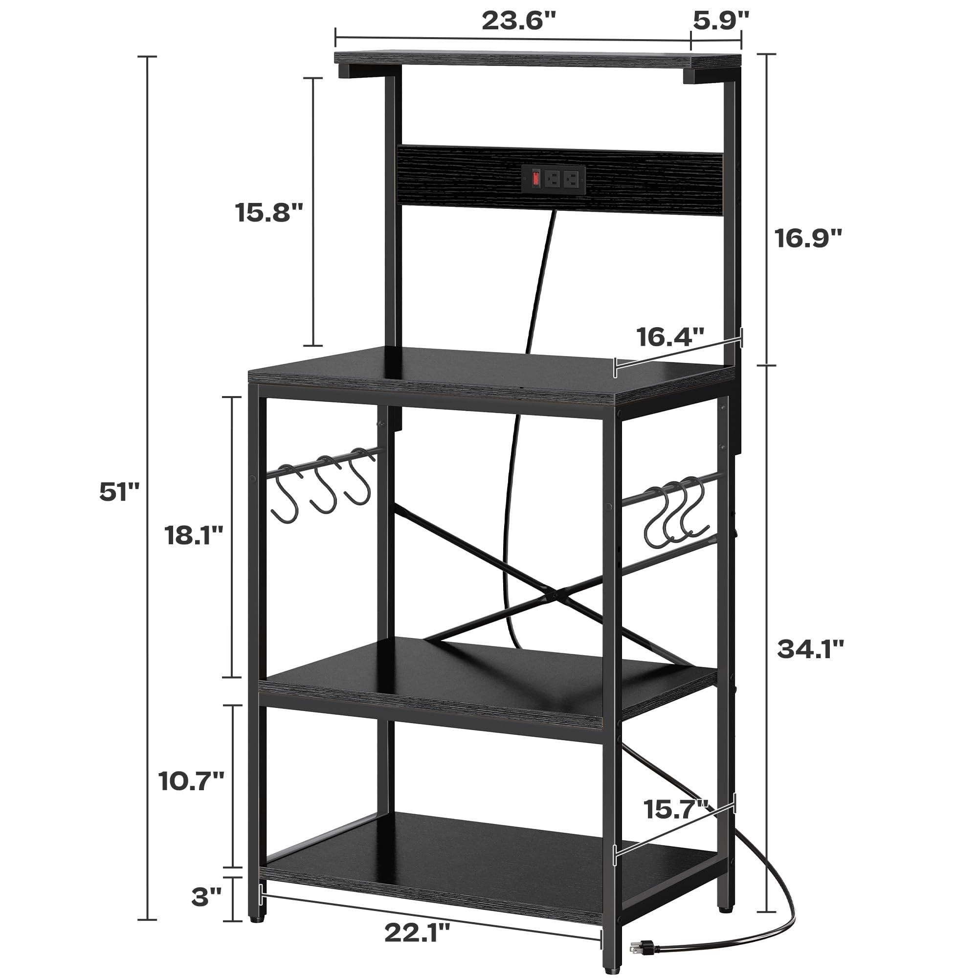 SUPERJARE bakers rack durable-steel-frame and P2 particleboard provide stability.