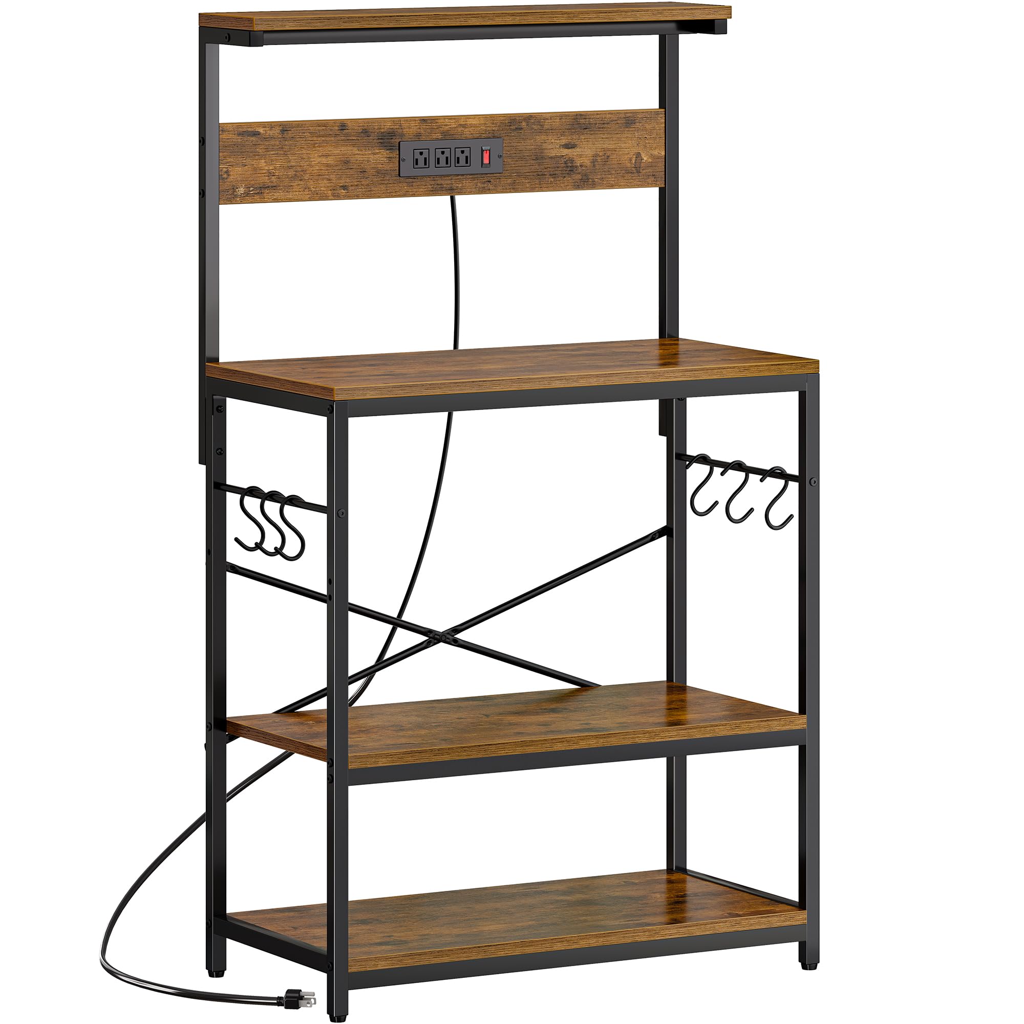 SUPERJARE Bakers Rack with Power Outlets for clutter-free counters and easy appliance access.