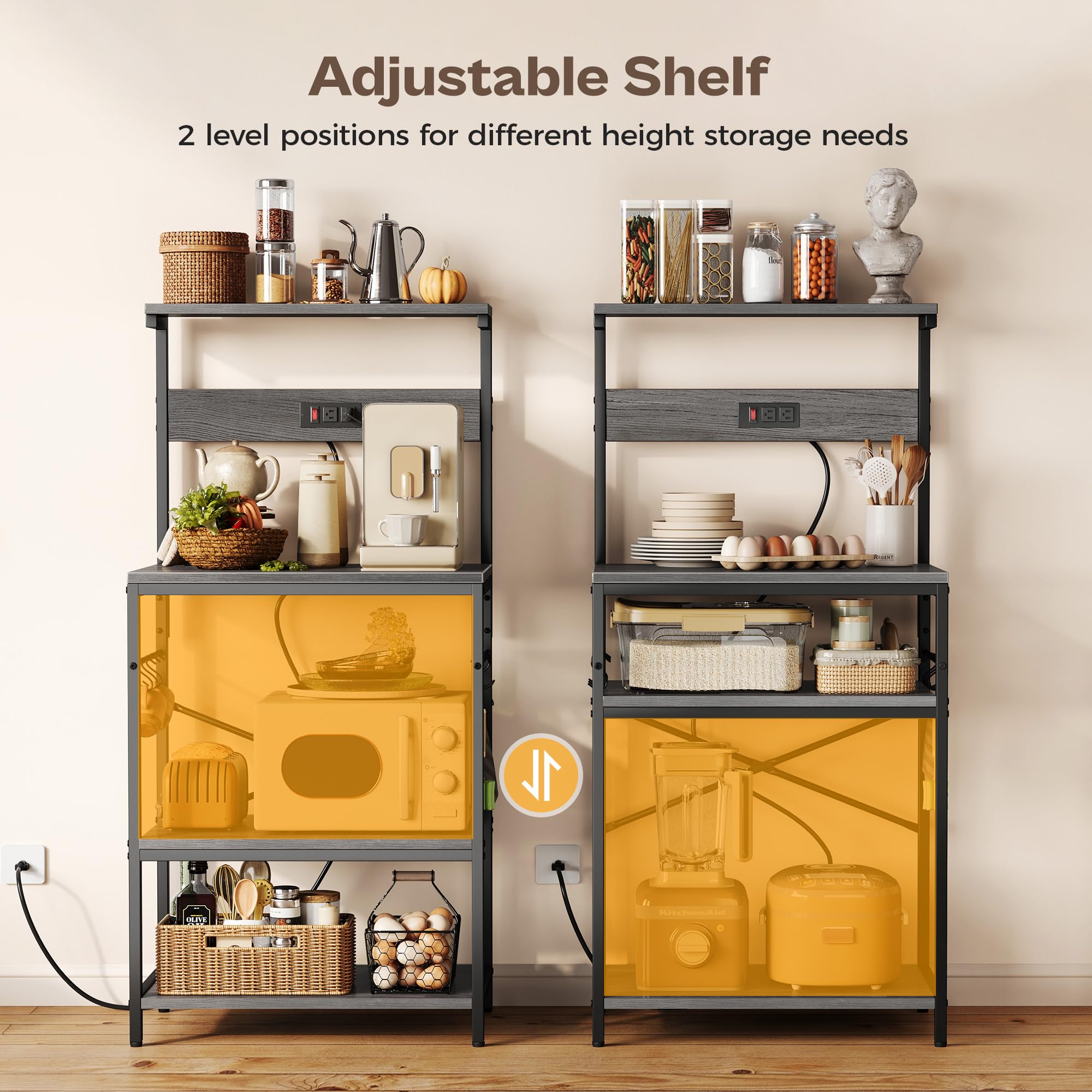 SUPERJARE removable shelf allows adjustable height for tall appliances.