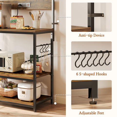 SUPERJARE Bakers Rack S-shaped Hooks for convenient utensil storage.