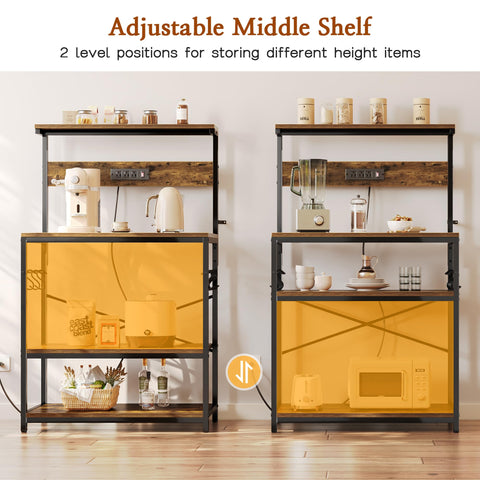 SUPERJARE Bakers Rack Sturdy Steel Construction ensuring durable kitchen storage.