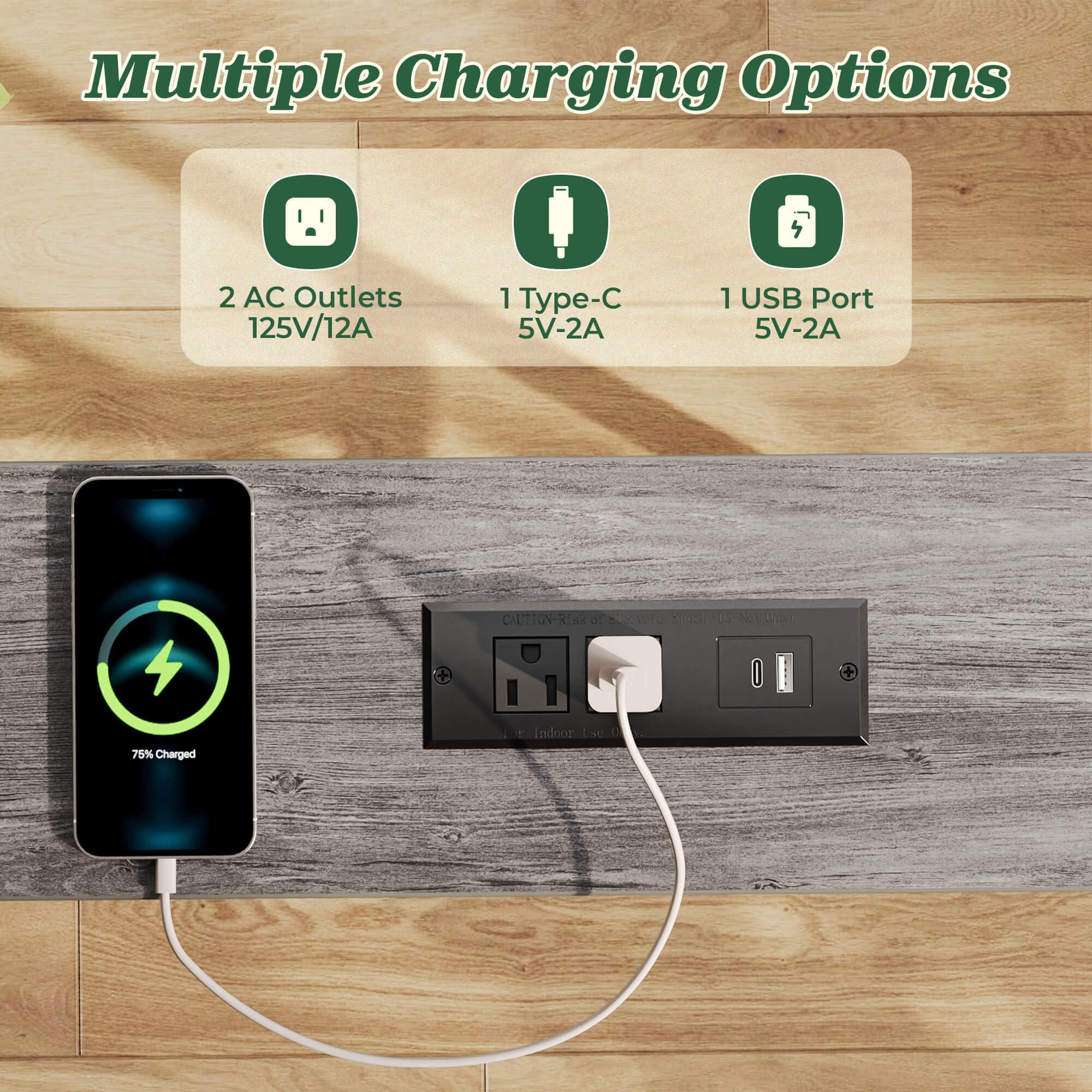 SUPERJARE charging-station-with-outlets highlights convenient power behind the couch.