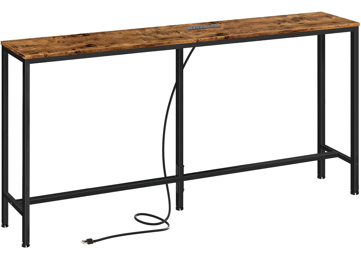 SUPERJARE console table with outlet angle view shows nearby power access for devices