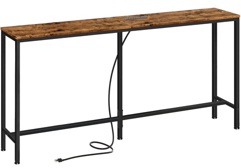 SUPERJARE console table with outlet angle view shows nearby power access for devices