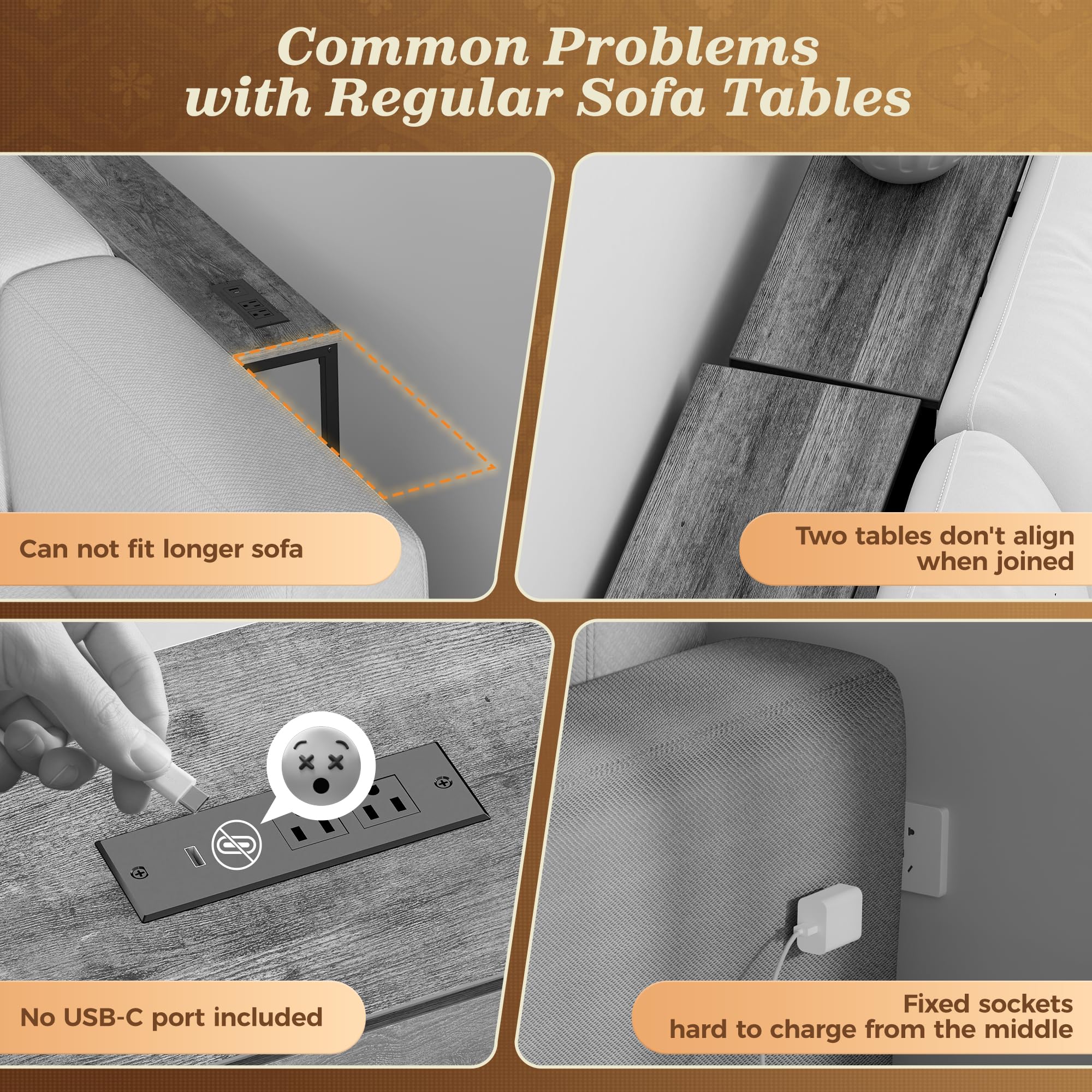 SUPERJARE extra-long table in one piece reduces wobble and gaps.