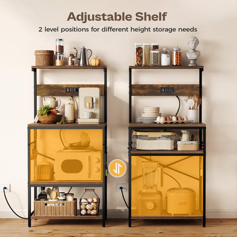Removable adjustable shelves on the SUPERJARE rack adapt to appliance heights