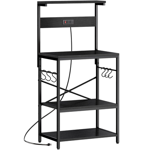 SUPERJARE kitchen bakers rack power outlet keeps appliances within reach.