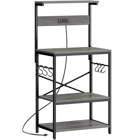 SUPERJARE kitchen bakers rack with power outlets, front view showing integrated charging for appliances.