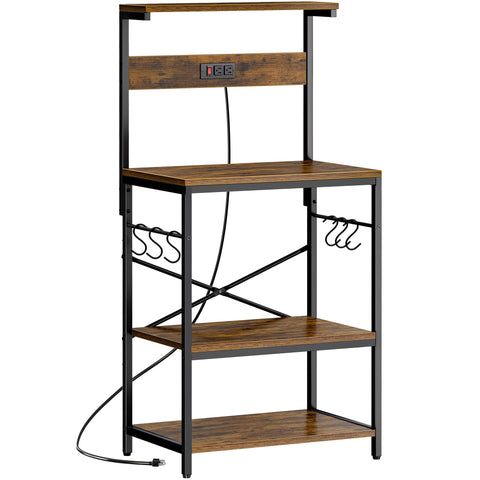 SUPERJARE kitchen bakers rack with power outlets keeps appliances charged and organized