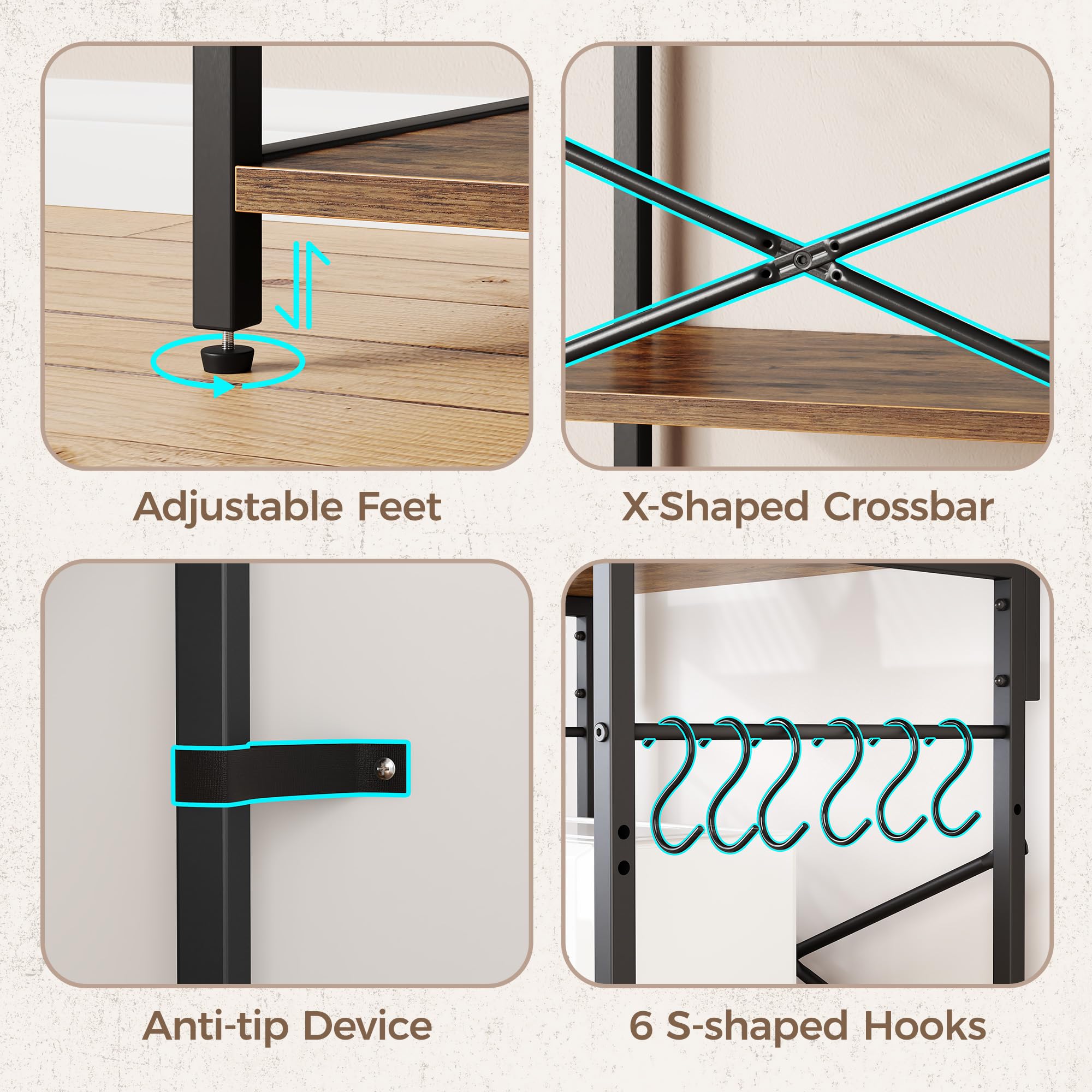 Durable steel frame and thick particleboard in the SUPERJARE rack