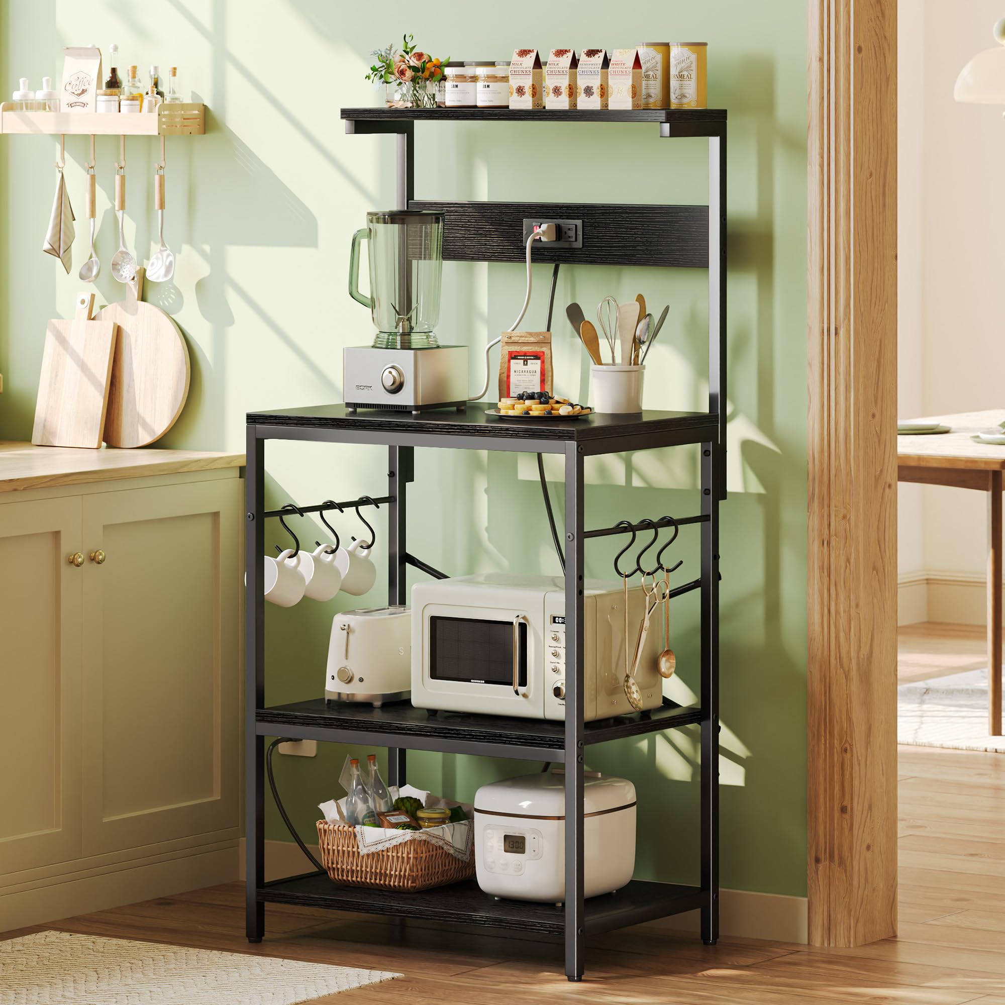 SUPERJARE kitchen bakers rack microwave-stand with a durable steel frame.