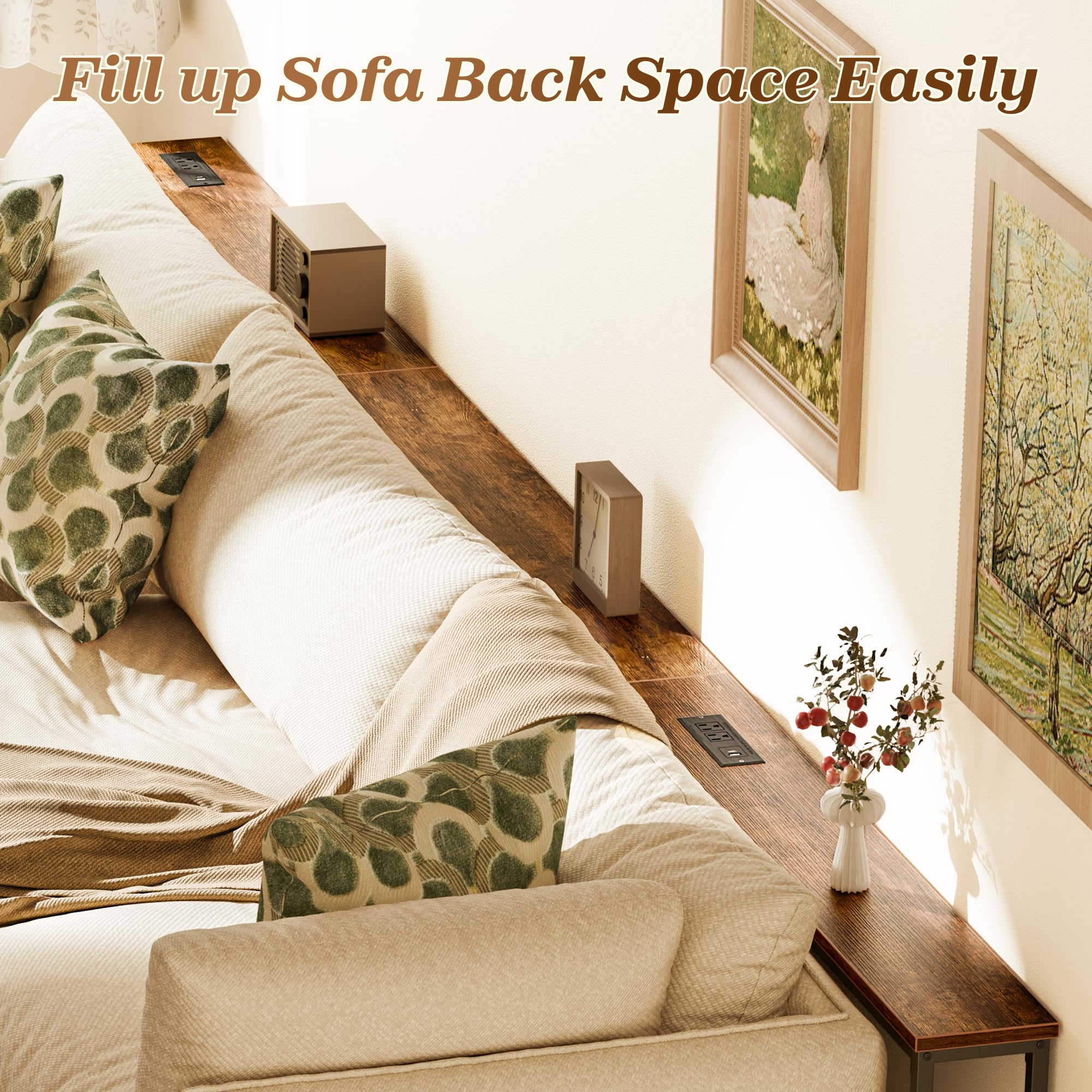 SUPERJARE narrow 5.9-inch wide console fits between sofa and wall for space-saving storage