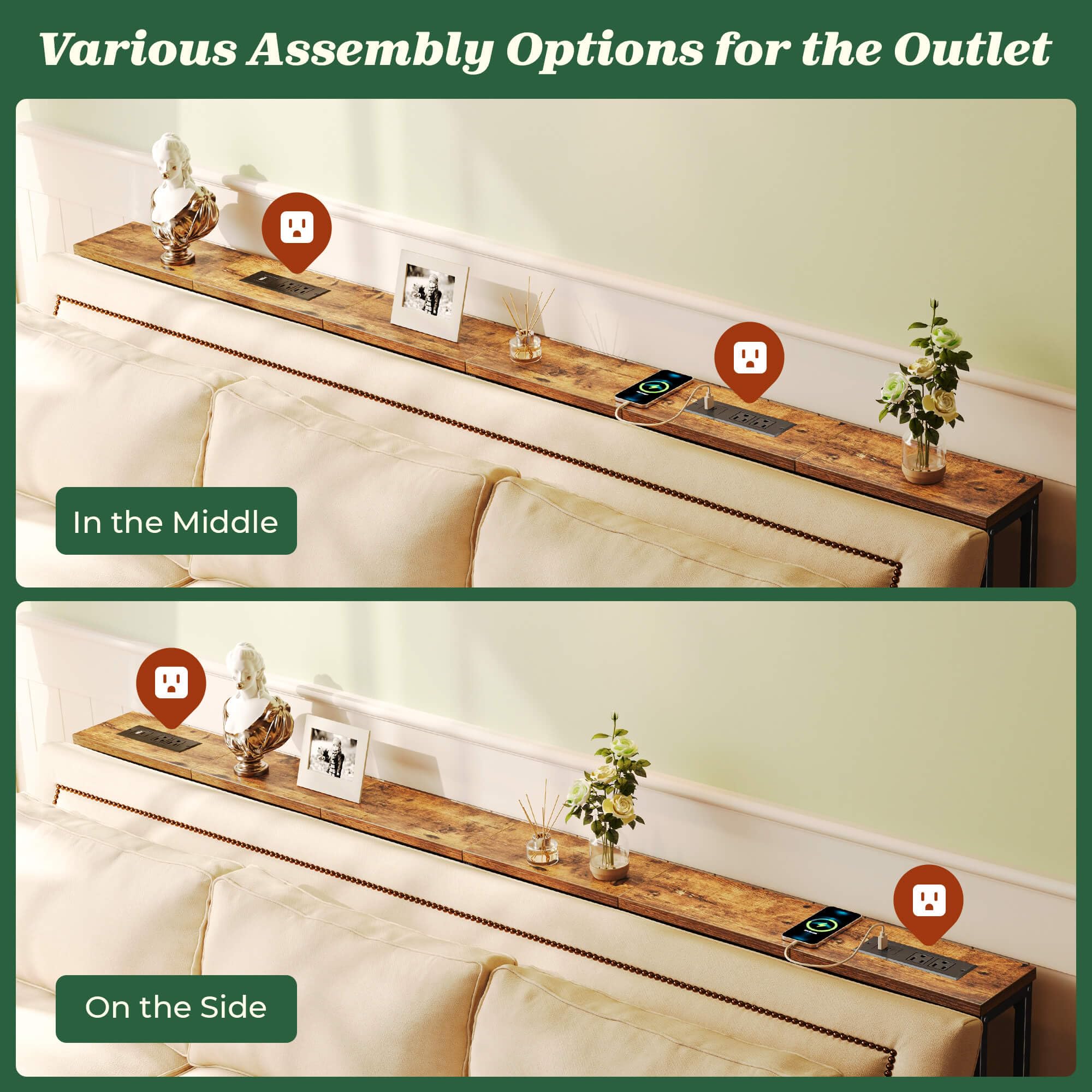 SUPERJARE slim console table offers extra storage.