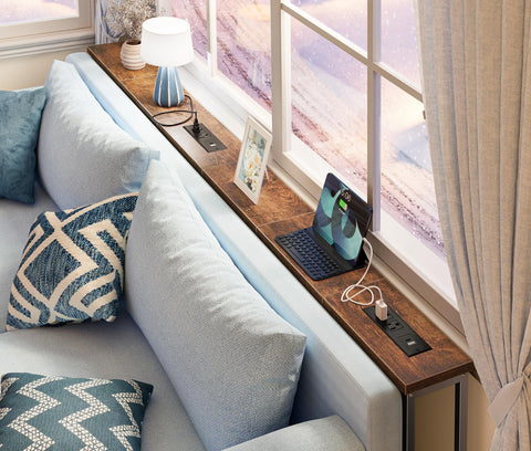 SUPERJARE narrow console table behind sofa fills gap.