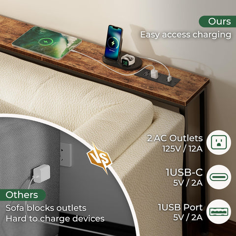 Slim behind-the-sofa design by SUPERJARE maximizing space