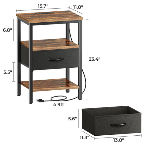 SUPERJARE nightstand-black-metal-frame highlights sturdy support for daily use