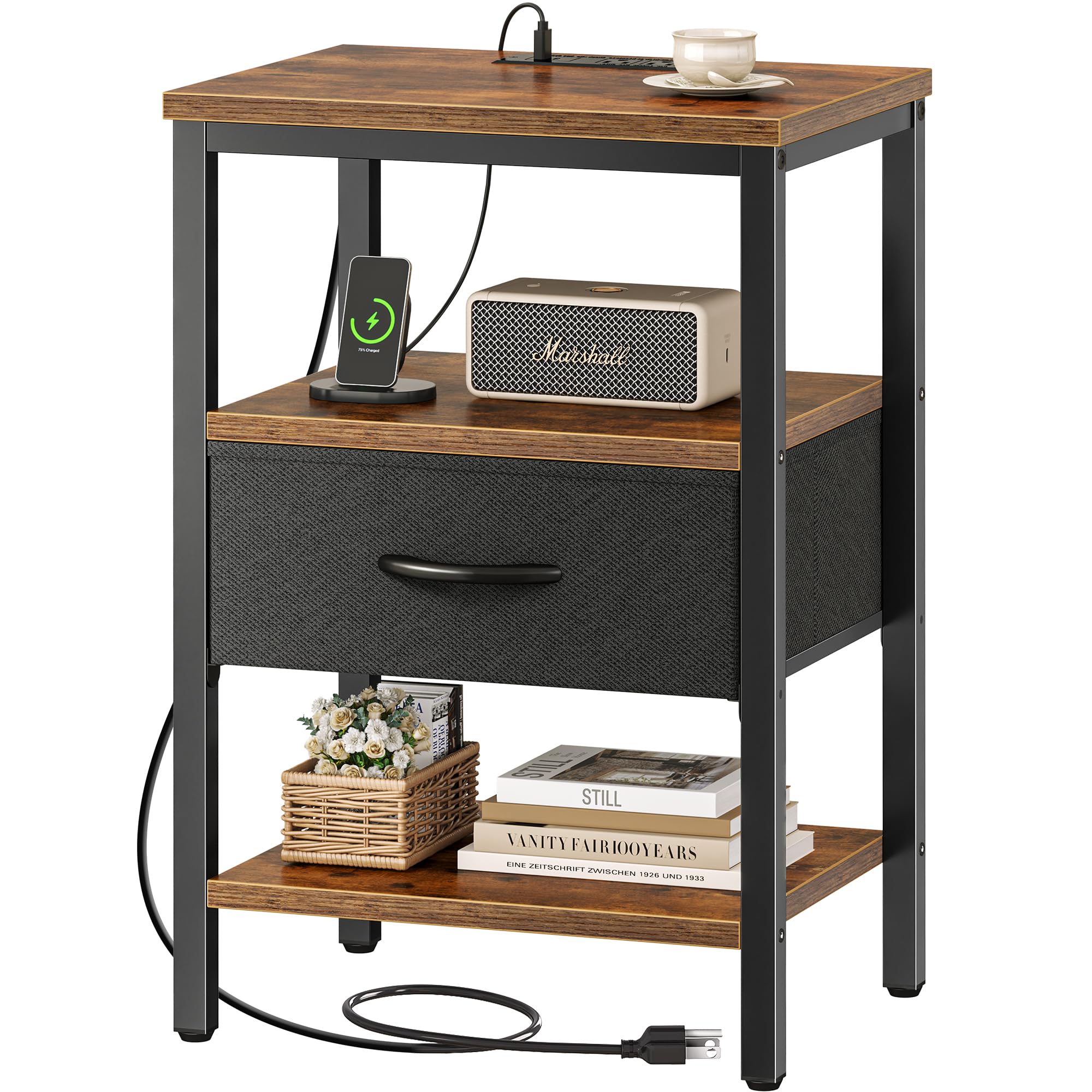SUPERJARE nightstand charging-station keeps bedside devices powered and reachable