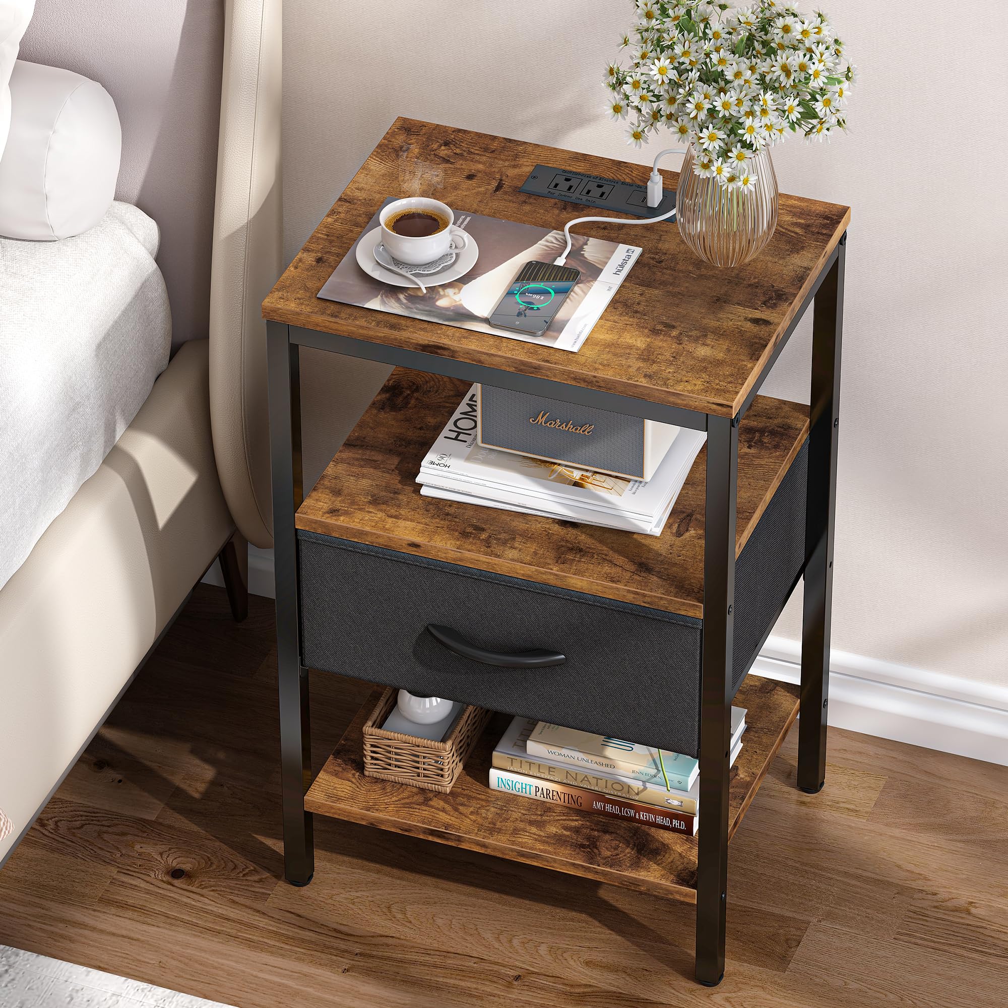 SUPERJARE nightstand-easy-assembly-with-included-tools simplifies setup