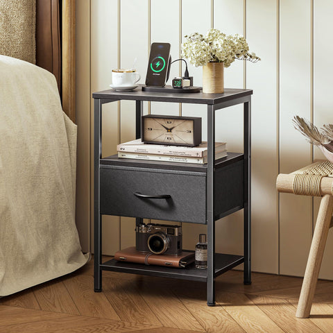 SuperJARE nightstand fabric drawer installed up or down for versatile storage.