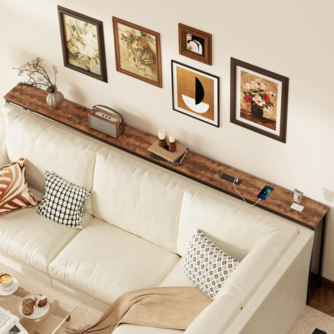 SUPERJARE slim 5.9 inch wide console table fits between couch and wall for extra storage.