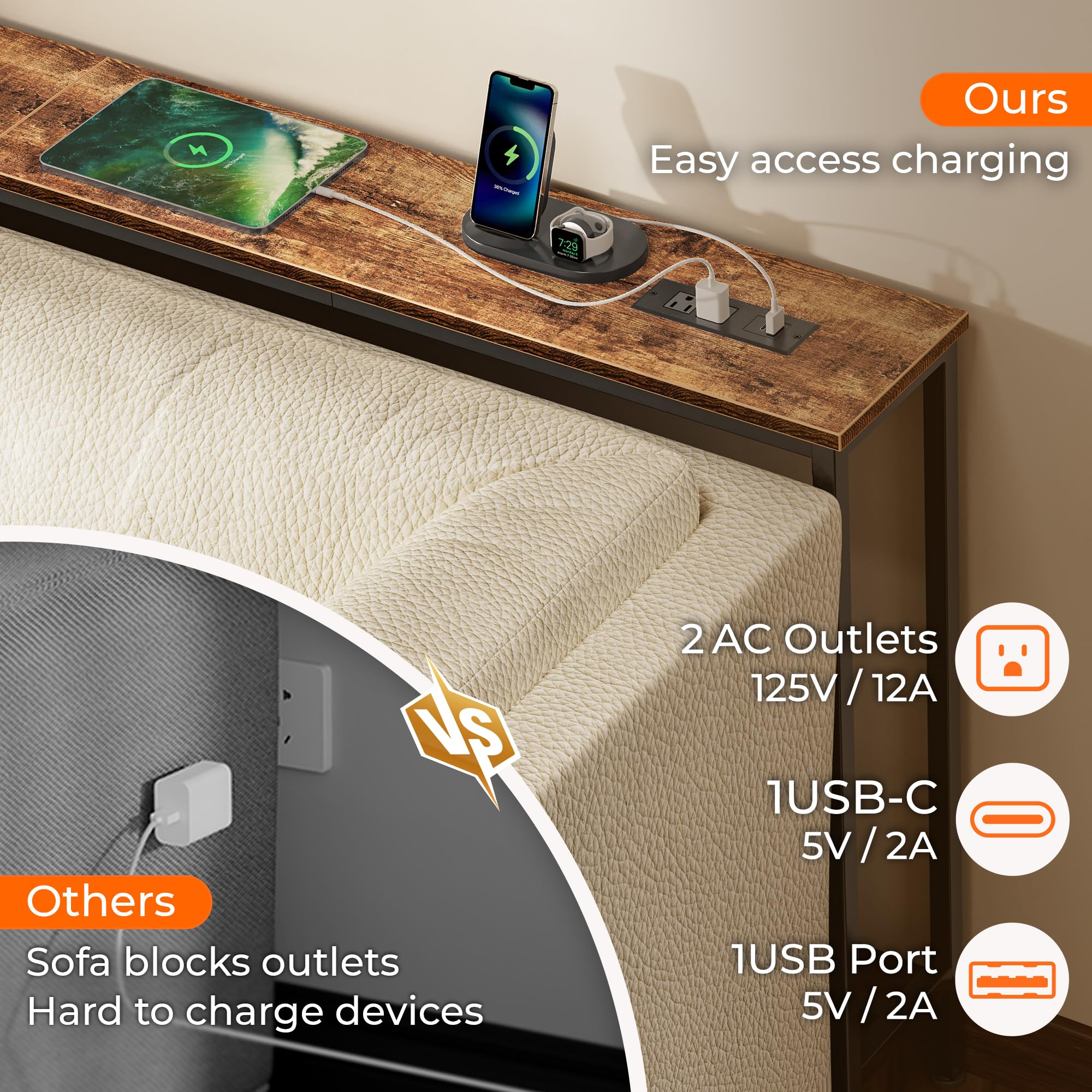 SUPERJARE engineered wood and metal frame provide durable daily use support.