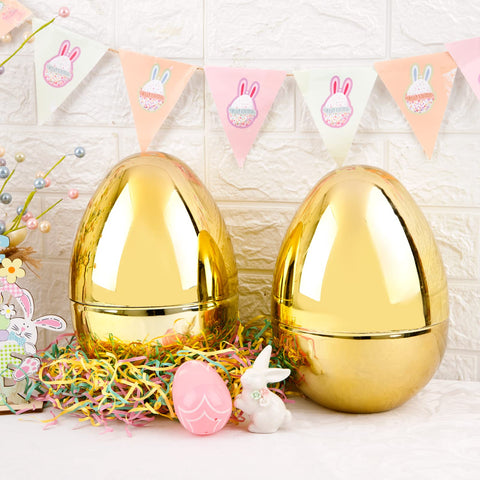 Supernal durable plastic eggs maintain shine through festive party use.