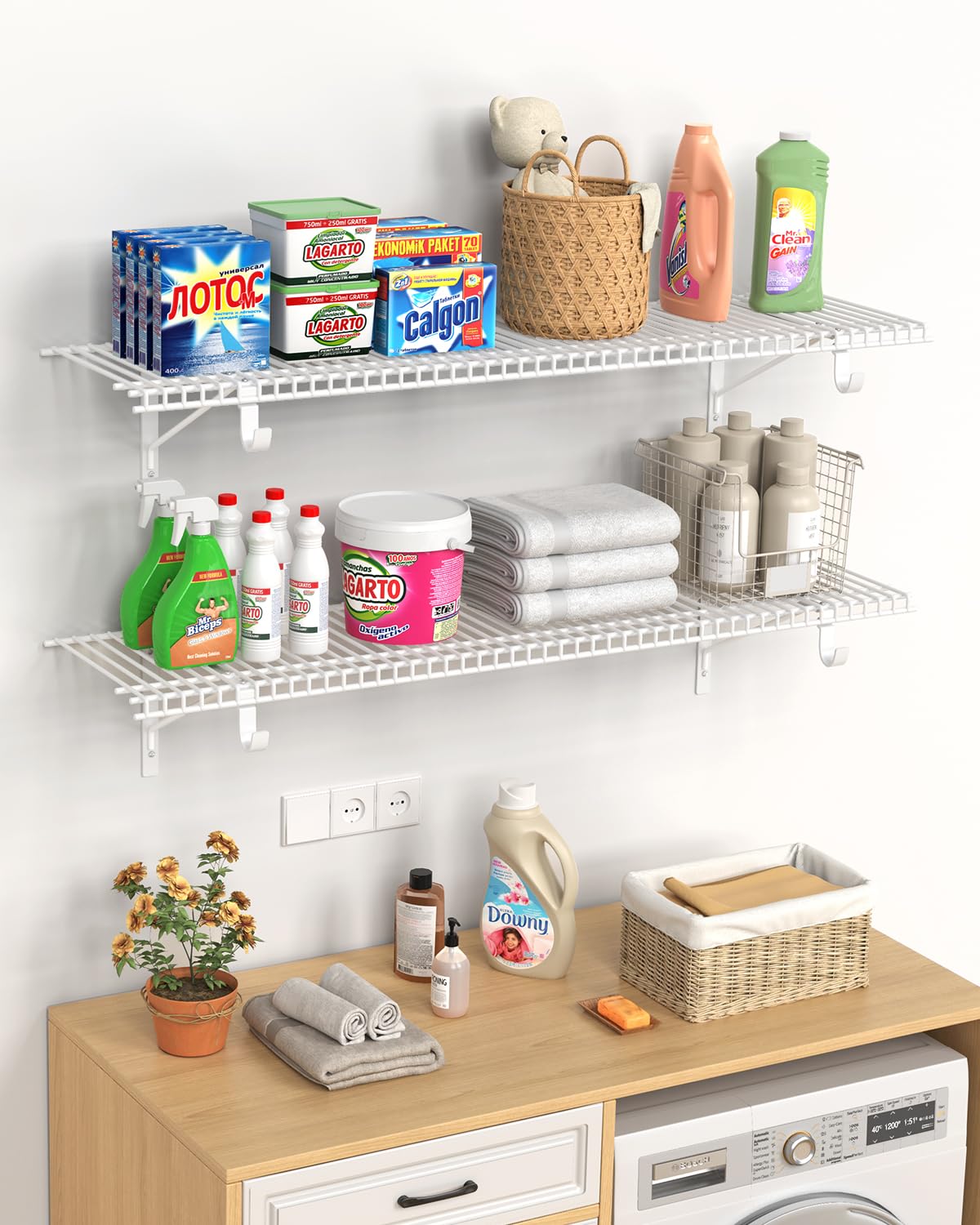 Supforce shelves with hanging rod included for immediate wardrobe organization