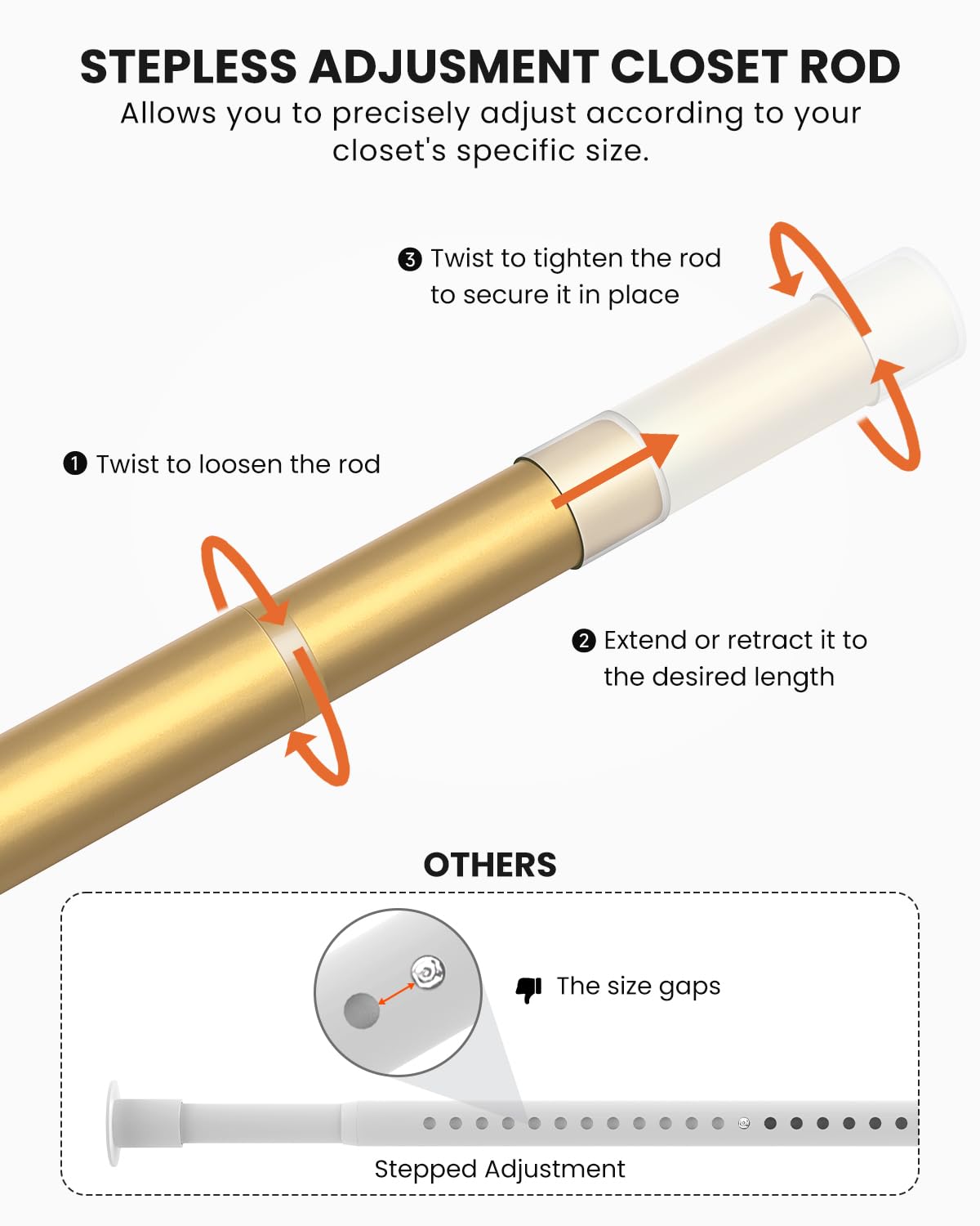 Supforce 1.3-inch diameter rod provides sturdy hanging.