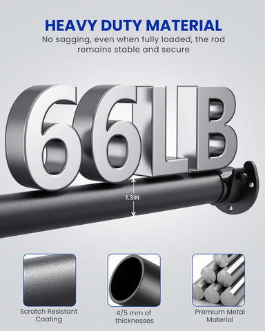 Supforce closet rod with 1.3-inch diameter provides sturdy closet support