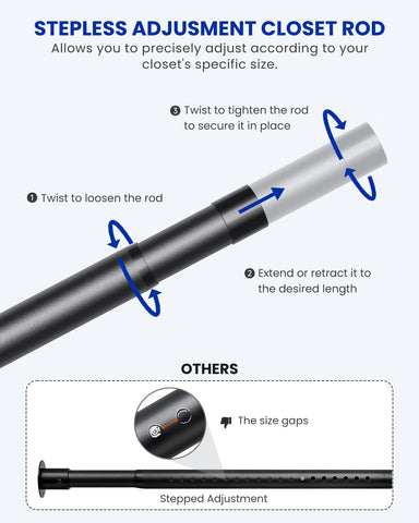 Supforce main rod 17-28 inches, 1.3 inch diameter supports heavy garments