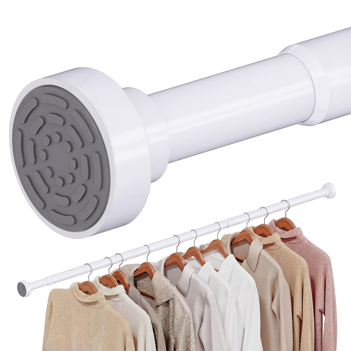 Supforce no-drill closet rod extended length for extra hanging space.