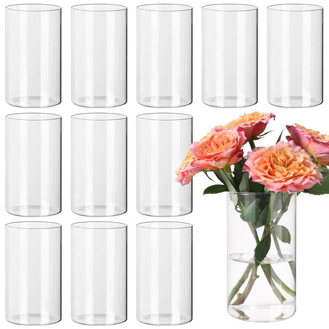 SUPMIND 12pcs clear cylinder vases centerpiece ideal for elegant table settings.
