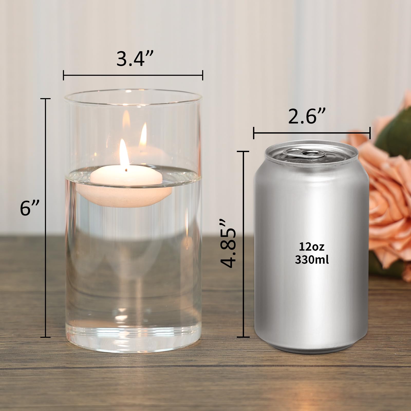SUPMIND 6in clear glass hurricane vase perfect for weddings and home decor.