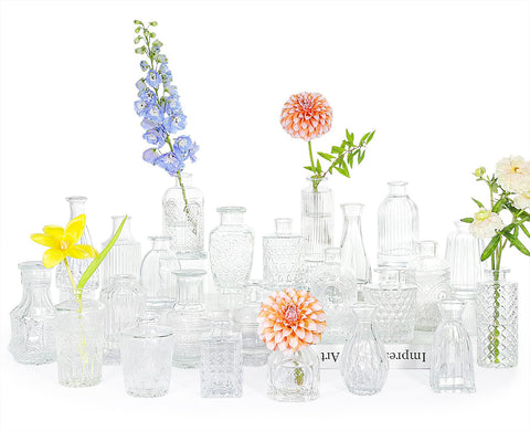 SUPMIND bud vase set with 24 etched vases for elegant centerpieces