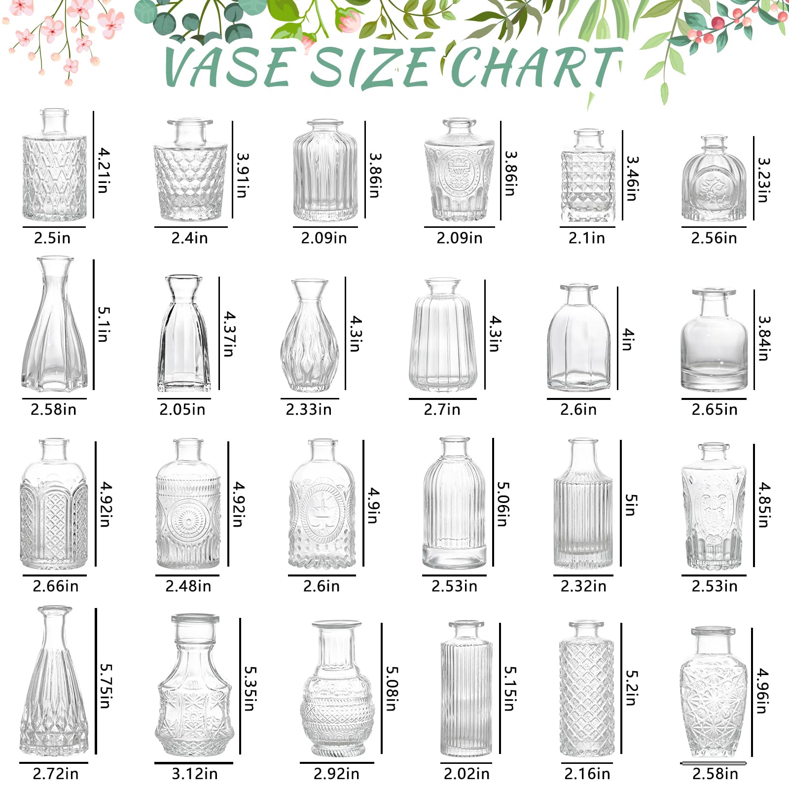 SUPMIND clear glass vases highlighting blossoms for weddings or home