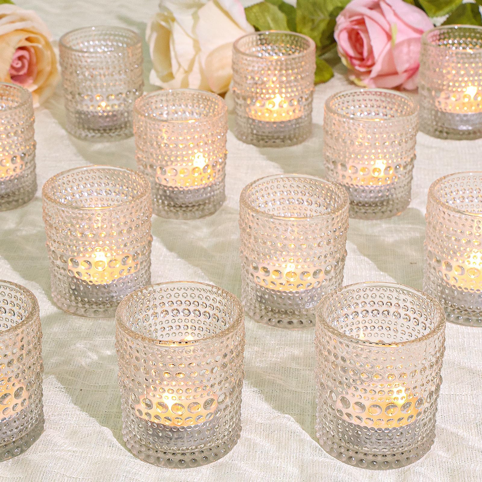 SUPMIND clear votive holders close-up highlighting elegant table décor