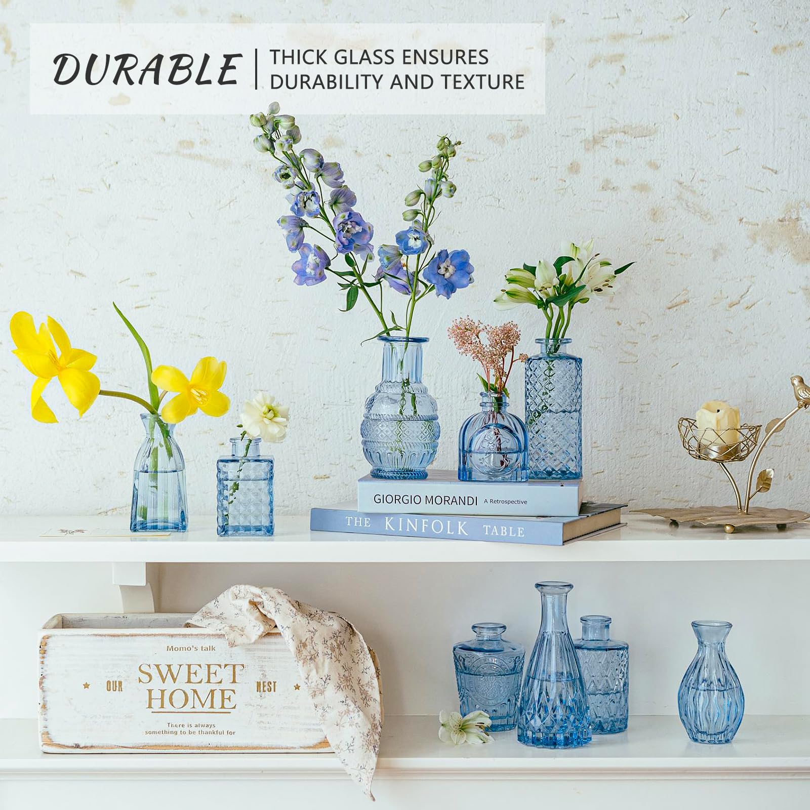 SUPMIND durable thick glass vases showcase small blooms