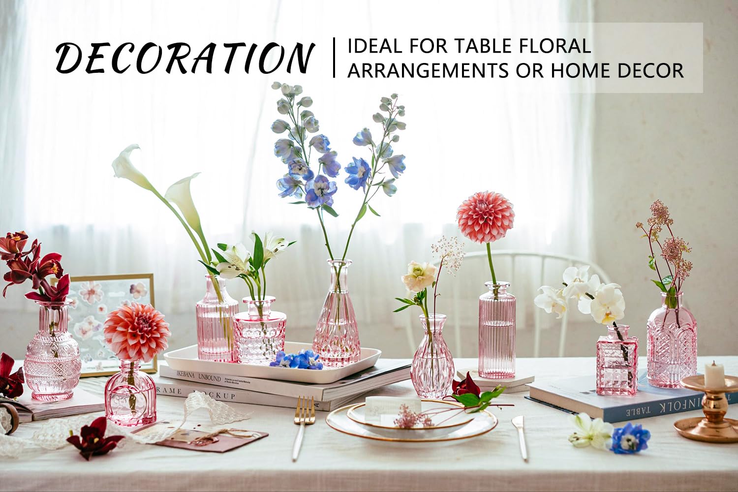 SUPMIND durable thick-glass vases provide sturdy display for bouquets.