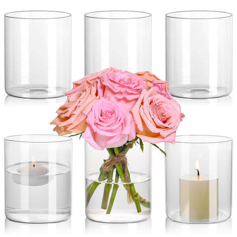 SUPMIND glass cylinder vase set of 6 for elegant centerpieces and tabletop décor.